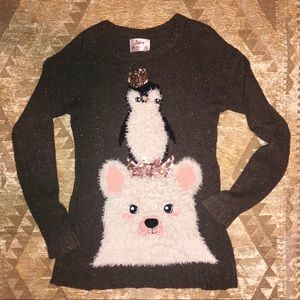 Justice size 16 Long Fuzzy Animal Friends Sweater